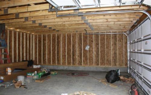 Garage inside with studs exposed